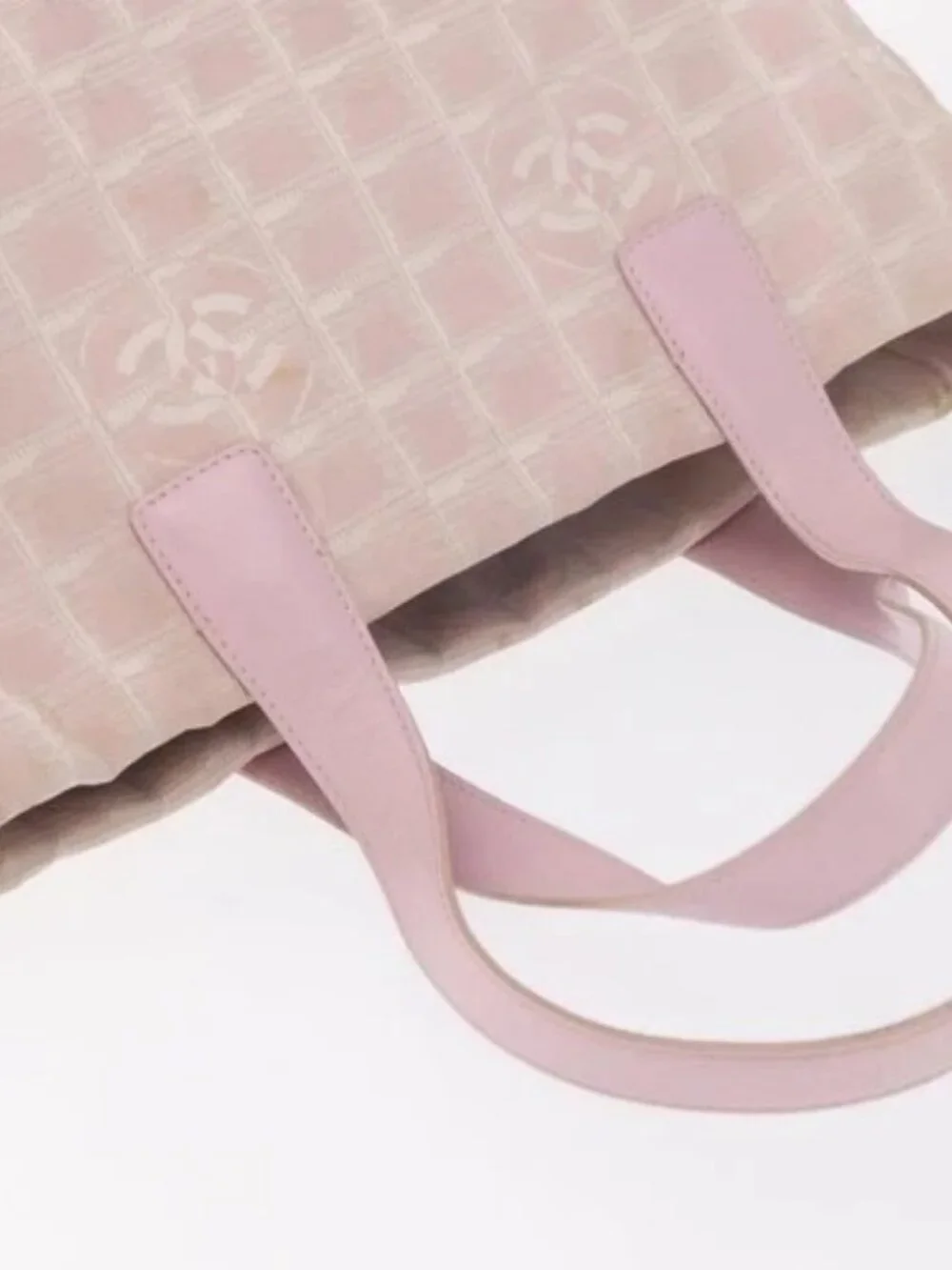 CHANEL New Travel line Tote Bag Nylon Pink Gold CC Auth BA9530